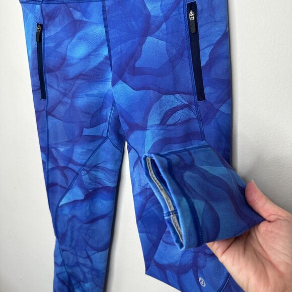 Lululemon Blue Run It Out High Waist Full Length Midnight Tulle Yoga Zip Pant S - Picture 7 of 15